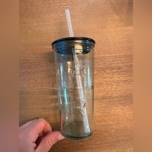 Black glass Starbucks reserve glass, new